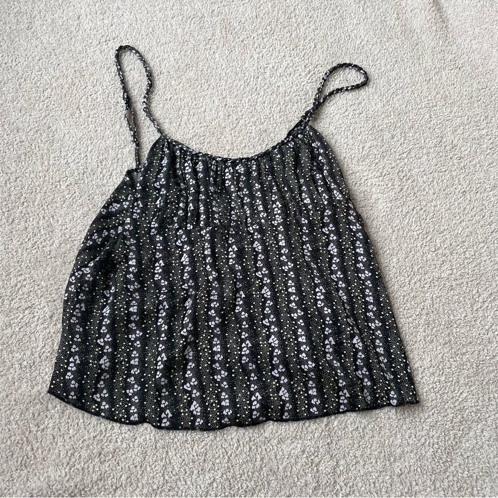 free people black floral print cami top